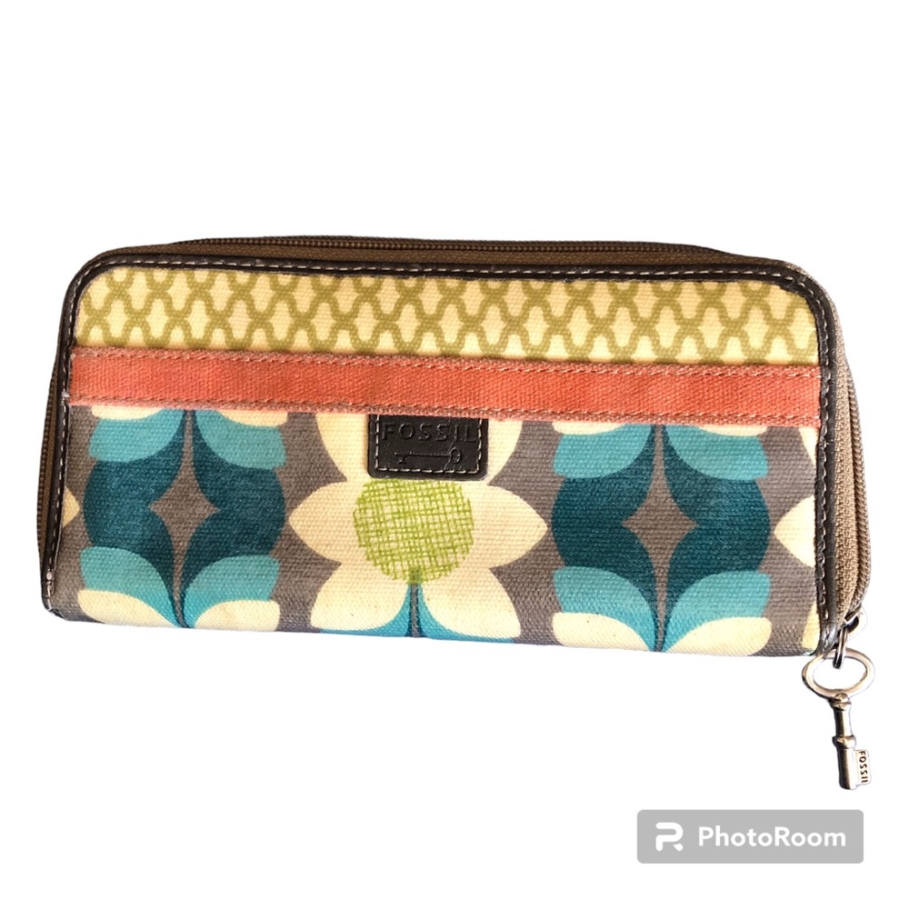 Key-Per FOSSIL Zip Around Wallet Clutch Wristlet
